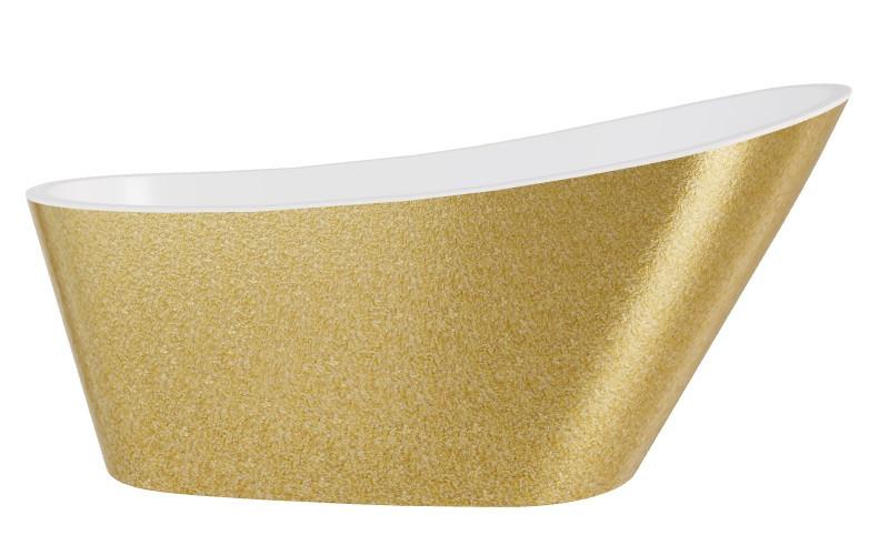 Ванна акриловая Besco Melody 150х80 см с золотым сифоном золото/глянцевый белый #WA-150-MZZ