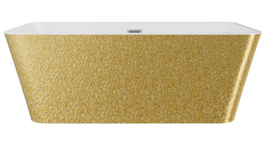 Ванна акриловая Besco Evita Glam 160х80 см с белым сифоном золото/глянцевый белый #WA-160-EZB