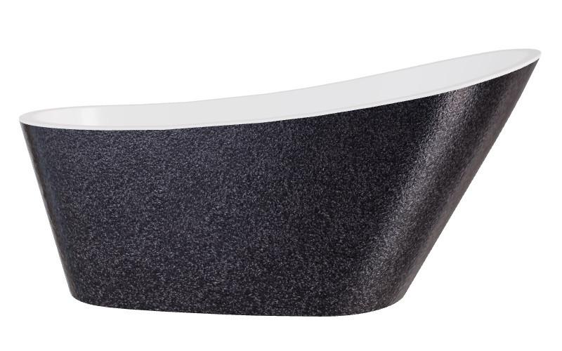 Ванна акрилова Besco Melody 170х80 см із білим сифоном графіт/глянцевий білий #WA-170-MGB