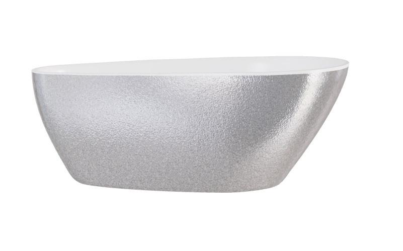 Ванна акриловая Besco Goya A-Line 170х80 см с белым сифоном серебро/глянцевый белый #WA-170-GSB