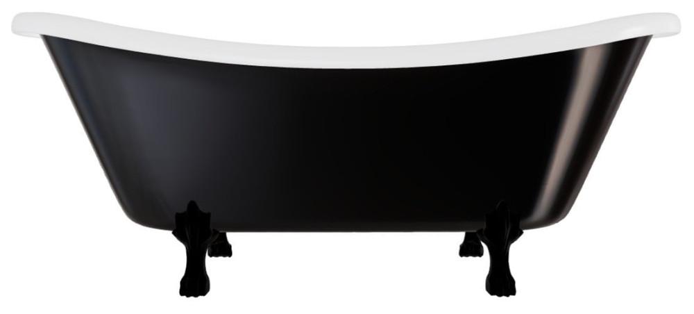 Ванна акриловая Besco Amelia 190х77 см матовые черные ножки и сифон глянцевый черный/глянцевый белый #WKA-190BWBB