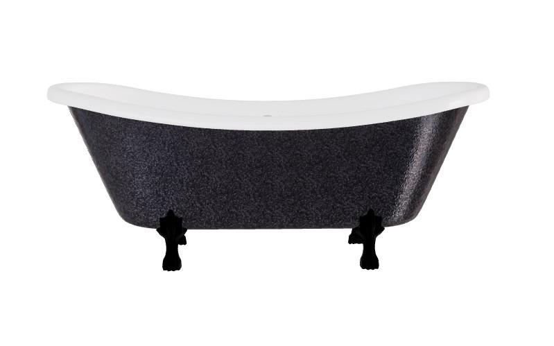 Ванна акрилова Besco Amelia 190х77 см матові чорні ніжки графіт/глянцевий білий AM190-GGCZ-O