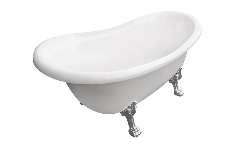 Ванна акриловая Besco Otylia 160х77 см белые ножки матовый черный сифон глянцевый белый #WKO-160-BIB