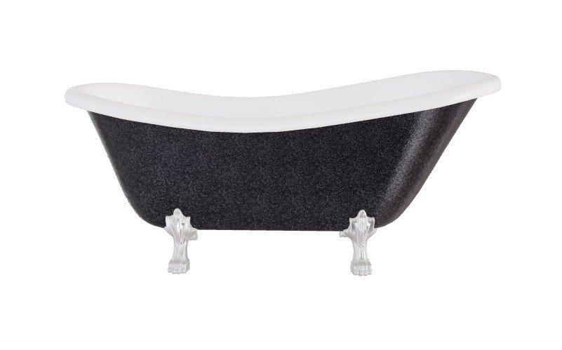 Ванна акриловая Besco Otylia Glam 160х77 см ножки хром графит/глянцевый белый OT160-GGCH-O
