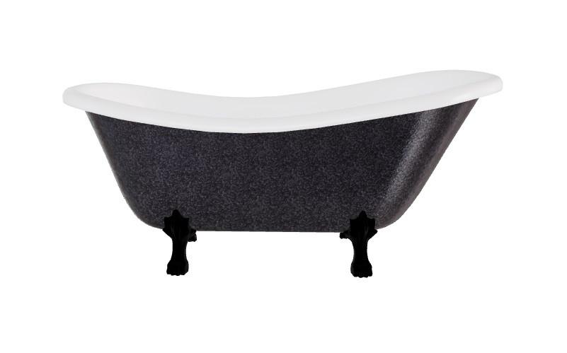 Ванна акриловая Besco Otylia Glam 160х77 см матовые черные ножки и сифон графит/глянцевый белый #WKO-160GGBB