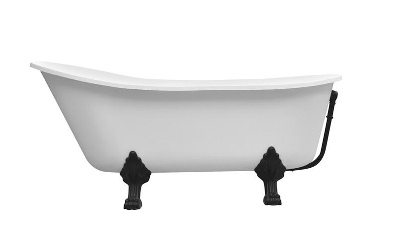 Ванна акриловая Besco Olaya 160х68 см матовые черные ножки и сифон глянцевый белый #WAO-160-CZB