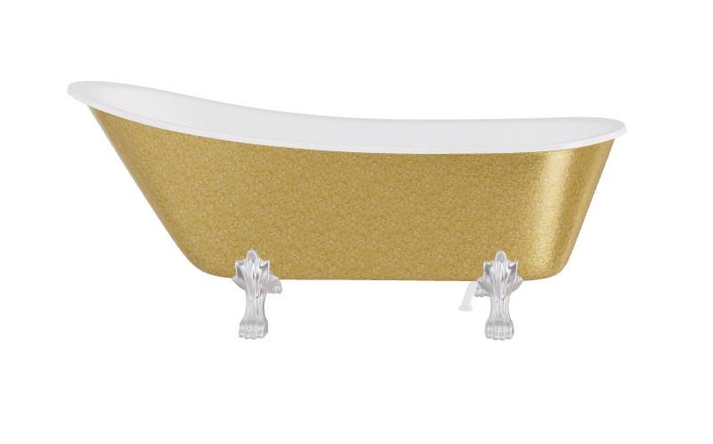 Ванна акриловая Besco Olaya Glam 160х68 см ножки хром золото/глянцевый белый #WAO-160-GZC