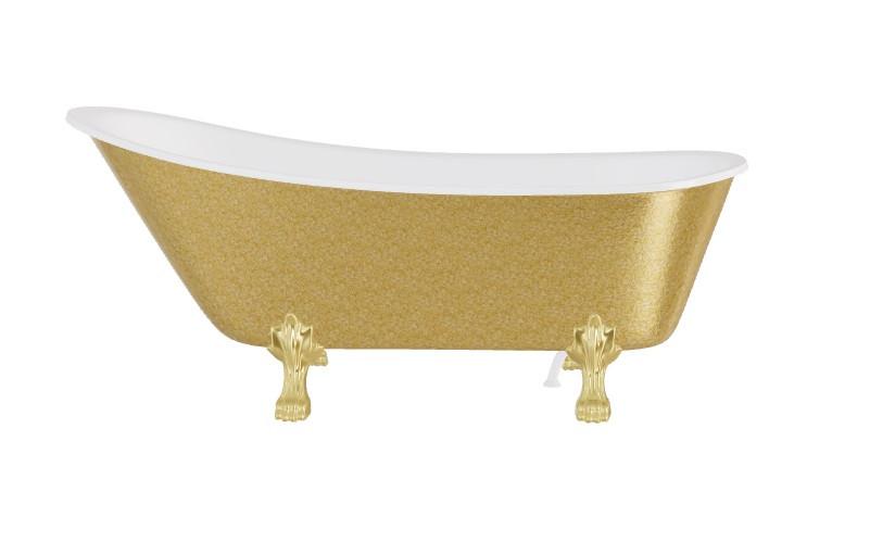 Ванна акриловая Besco Olaya Glam 160х68 см золотые ножки золото/глянцевый белый OL160-GZZL-O