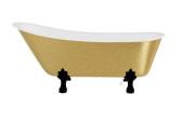 Ванна акриловая Besco Olaya Glam 160х68 см матовые черные ножки и сифон золото/глянцевый белый #WAO-160GZBB