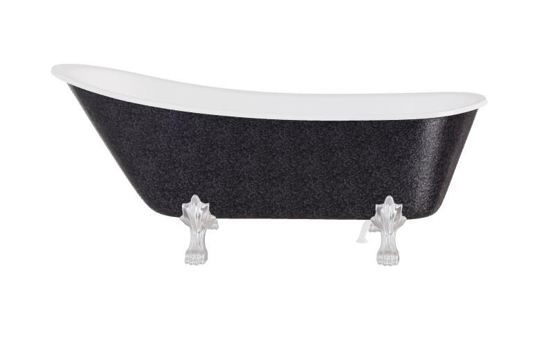 Ванна акрилова Besco Olaya Glam 160х68 см ніжки хром графіт/глянцевий білий OL160-GGCH-O