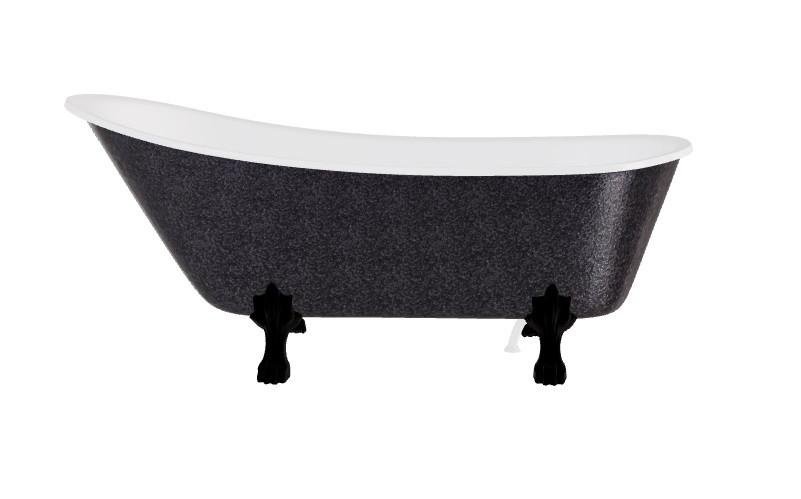 Ванна акрилова Besco Olaya Glam 160х68 см матові чорні ніжки сифон хром графіт/глянцевий білий #WOP-160GGBC