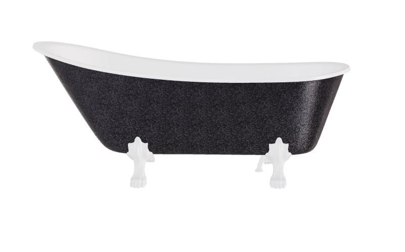 Ванна акриловая Besco Olaya Glam 160х68 см белые ножки сифон золото графит/глянцевый белый #WAO-160GGWG
