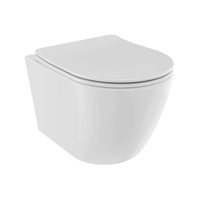 Унітаз підвісний Besco Aspen 36,5х49,5 см із сидінням із кришкою Soft-Close кераміка CeraBe глянцевий білий #ZAS-B-DASB