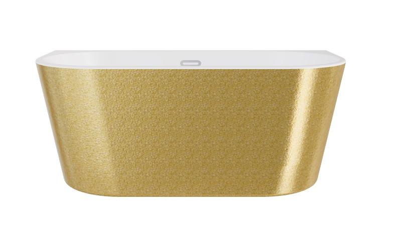 Ванна акриловая Besco Vica New Glam 170х80 см с матовым черным сифоном золото/глянцевый белый #WA-170VNZB