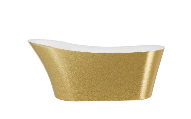Ванна акриловая Besco Calima Glam 170х74 см с белым сифоном золото/глянцевый белый #WAS-170-CZB