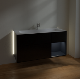 Тумба под раковину Villeroy & Boch Finion 119,6х49,8 см с подсветкой МДФ черный матовый лак/темно-синий матовый лак G070HGPD