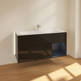 Тумба под раковину Villeroy & Boch Finion 119,6х49,8 см с подсветкой МДФ глянцевый черный лак/темно-синий матовый лак G070HGPH