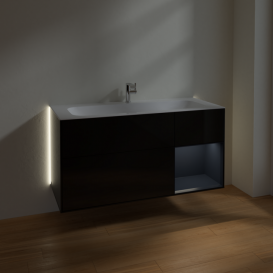 Тумба под раковину Villeroy & Boch Finion 119,6х49,8 см с подсветкой МДФ глянцевый черный лак/темно-синий матовый лак G070HGPH