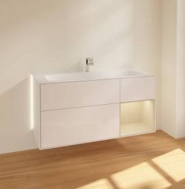 Тумба під раковину Villeroy & Boch Finion 119,6х49,8 см з підсвічуванням МДФ білий глянцевий лак/пісок матовий лак G070HHGF