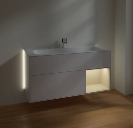 Тумба під раковину Villeroy & Boch Finion 119,6х49,8 см з підсвічуванням МДФ білий глянцевий лак/пісок матовий лак G070HHGF