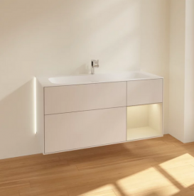 Тумба под раковину Villeroy & Boch Finion 119,6х49,8 см с подсветкой МДФ светло-серый матовый лак/песок матовый лак G070HHGJ