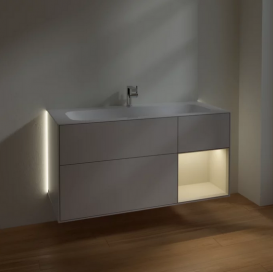 Тумба под раковину Villeroy & Boch Finion 119,6х49,8 см с подсветкой МДФ светло-серый матовый лак/песок матовый лак G070HHGJ