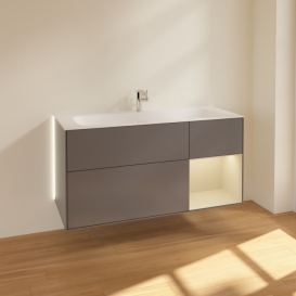 Тумба под раковину Villeroy & Boch Finion 119,6х49,8 см с подсветкой МДФ антрацит матовый лак/песок матовый лак G070HHGK