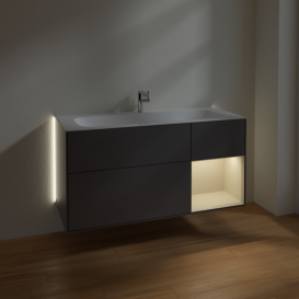 Тумба под раковину Villeroy & Boch Finion 119,6х49,8 см с подсветкой МДФ антрацит матовый лак/песок матовый лак G070HHGK