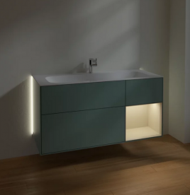 Тумба под раковину Villeroy & Boch Finion 119,6х49,8 см с подсветкой МДФ оливковый матовый лак/песок матовый лак G070HHGM