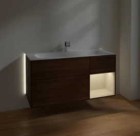 Тумба под раковину Villeroy & Boch Finion 119,6х49,8 см с подсветкой ДСП шпон грецкого ореха/песок матовый лак G070HHGN