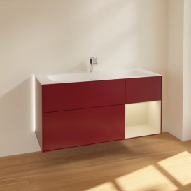 Тумба под раковину Villeroy & Boch Finion 119,6х49,8 см с подсветкой МДФ пион матовый лак/песок матовый лак G070HHHB