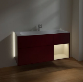 Тумба под раковину Villeroy & Boch Finion 119,6х49,8 см с подсветкой МДФ пион матовый лак/песок матовый лак G070HHHB