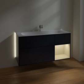 Тумба под раковину Villeroy & Boch Finion 119,6х49,8 см с подсветкой МДФ темно-синий матовый лак/песок матовый лак G070HHHG