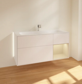 Тумба під раковину Villeroy & Boch Finion 119,6х49,8 см з підсвічуванням МДФ білий матовий лак/пісок матовий лак G070HHMT