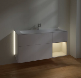 Тумба під раковину Villeroy & Boch Finion 119,6х49,8 см з підсвічуванням МДФ білий матовий лак/пісок матовий лак G070HHMT