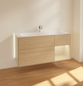 Тумба под раковину Villeroy & Boch Finion 119,6х49,8 см с подсветкой ДСП шпон дуба/песок матовый лак G070HHPC