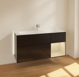 Тумба под раковину Villeroy & Boch Finion 119,6х49,8 см с подсветкой МДФ черный матовый лак/песок матовый лак G070HHPD