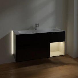 Тумба под раковину Villeroy & Boch Finion 119,6х49,8 см с подсветкой МДФ черный матовый лак/песок матовый лак G070HHPD