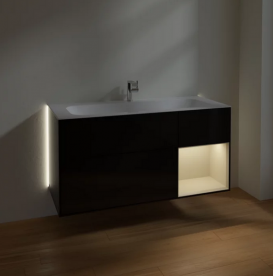 Тумба под раковину Villeroy & Boch Finion 119,6х49,8 см с подсветкой МДФ глянцевый черный лак/песок матовый лак G070HHPH