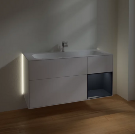 Тумба под раковину Villeroy & Boch Finion 119,6х49,8 см с подсветкой МДФ белый матовый лак/темно-синий матовый лак G070HGMT