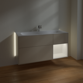 Тумба под раковину Villeroy & Boch Finion 119,6х49,8 см с подсветкой МДФ песок матовый лак/белый матовый лак G070MTHH