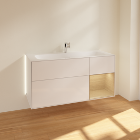 Тумба под раковину Villeroy & Boch Finion 119,6х49,8 см с подсветкой МДФ глянцевый белый лак/шпон дуба G070PCGF