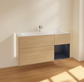 Тумба під раковину Villeroy & Boch Finion 119,6х49,8 см з підсвічуванням ДСП шпон дуба/темно-синій матовий лак G070HGPC
