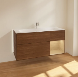 Тумба під раковину Villeroy & Boch Finion 119,6х49,8 см з підсвічуванням ДСП шпон волоського горіха/шпон дуба G070PCGN