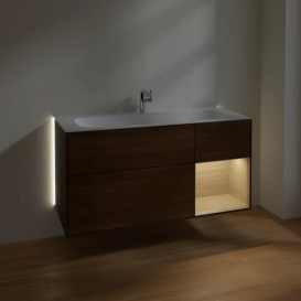 Тумба під раковину Villeroy & Boch Finion 119,6х49,8 см з підсвічуванням ДСП шпон волоського горіха/шпон дуба G070PCGN