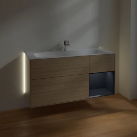 Тумба под раковину Villeroy & Boch Finion 119,6х49,8 см с подсветкой ДСП шпон дуба/темно-синий матовый лак G070HGPC