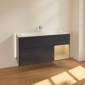 Тумба под раковину Villeroy & Boch Finion 119,6х49,8 см с подсветкой МДФ антрацит матовый лак/шпон дуба G070PCHG