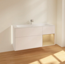 Тумба під раковину Villeroy & Boch Finion 119,6х49,8 см з підсвічуванням МДФ білий матовий лак/шпон дуба G070PCMT
