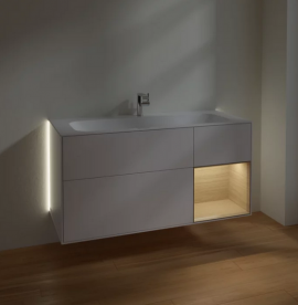 Тумба під раковину Villeroy & Boch Finion 119,6х49,8 см з підсвічуванням МДФ білий матовий лак/шпон дуба G070PCMT