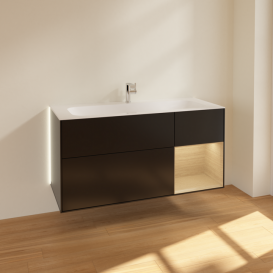 Тумба под раковину Villeroy & Boch Finion 119,6х49,8 см с подсветкой МДФ черный матовый лак/шпон дуба G070PCPD